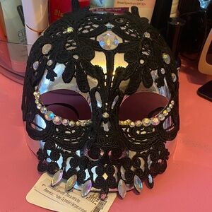 Claire's Black and Silver Lace Face Mask